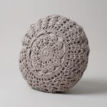 Hand-Crocheted Mandala Cotton Cushion with Filler, 40 cm, Grey - Image 4