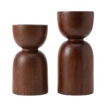 Wooden Candle Holder Set of 2 for Tabletop, 16 cm, 12 cm - Image 2