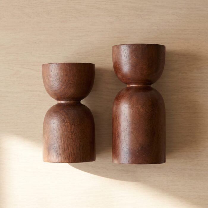 Wooden Candle Holder Set of 2 for Tabletop, 16 cm, 12 cm - Image 5