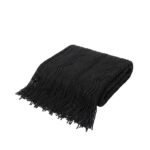 Wave Pattern Knitted Blanket, 110 × 180 cm, Black - Image 4