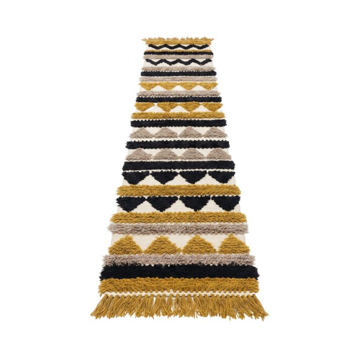 Handmade Kilim Wool Kilim Rug, 2.88M × 0.6M, Off-White/Grey/Mustard - Image 4