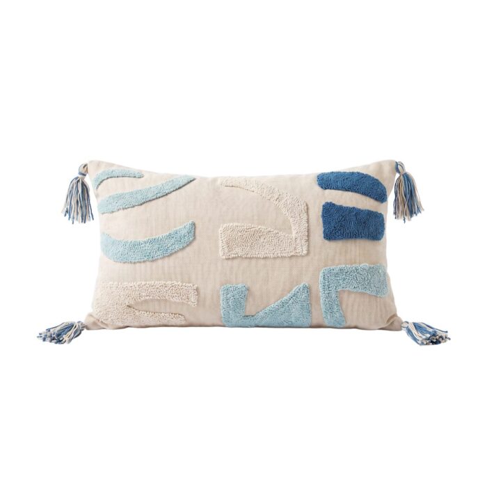 Multicolor Geometric Pattern Cotton Cushion, 60 × 40 cm, Multicolor - Image 3
