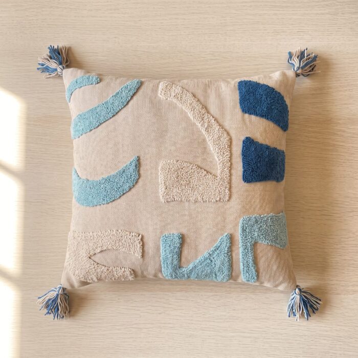 Multicolor Geometric Pattern Cotton Cushion, 60 × 40 cm, Multicolor - Image 6