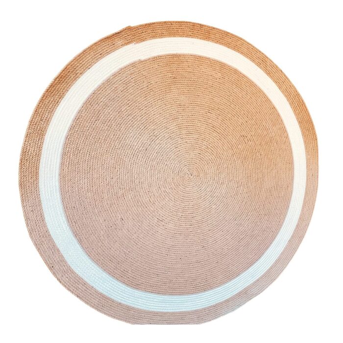 Earthen Circle Jute Rug, 100 cm diameter, Beige/Off-white - Image 2