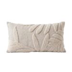 Tufted Palm Leaves Pattern Cotton & Linen Cushion, 60 × 30 cm, Greyish Beige - Image 4