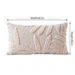 Tufted Palm Leaves Pattern Cotton & Linen Cushion, 60 × 30 cm, Greyish Beige - Image 5