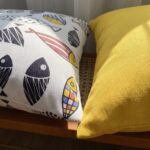 Hand-Drawn Fish Pattern Polyester Cushion Set of 2, 45 × 45 cm, Yellow - Image 11