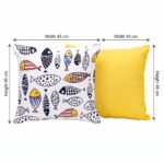 Hand-Drawn Fish Pattern Polyester Cushion Set of 2, 45 × 45 cm, Yellow - Image 13