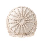 Macrame Round Cotton Cushion, 40 cm, White - Image 3