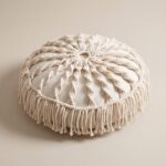 Macrame Round Cotton Cushion, 40 cm, White - Image 4