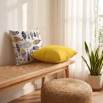 Hand-Drawn Fish Pattern Polyester Cushion Set of 2, 45 × 45 cm, Yellow - Image 15