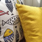 Hand-Drawn Fish Pattern Polyester Cushion Set of 2, 45 × 45 cm, Yellow - Image 16