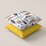 Hand-Drawn Fish Pattern Polyester Cushion Set of 2, 45 × 45 cm, Yellow - Image 17