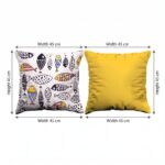 Hand-Drawn Fish Pattern Polyester Cushion Set of 2, 45 × 45 cm, Yellow - Image 18