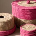 Jute Circle Jute Tissue Box with Storage Basket & 4 Coasters, 25 × 12 cm, Green/Beige - Image 5