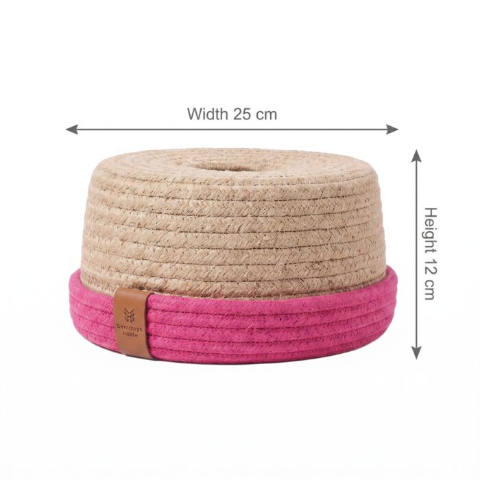 Jute Circle Jute Tissue Box with Storage Basket & 4 Coasters, 25 × 12 cm, Green/Beige - Image 7