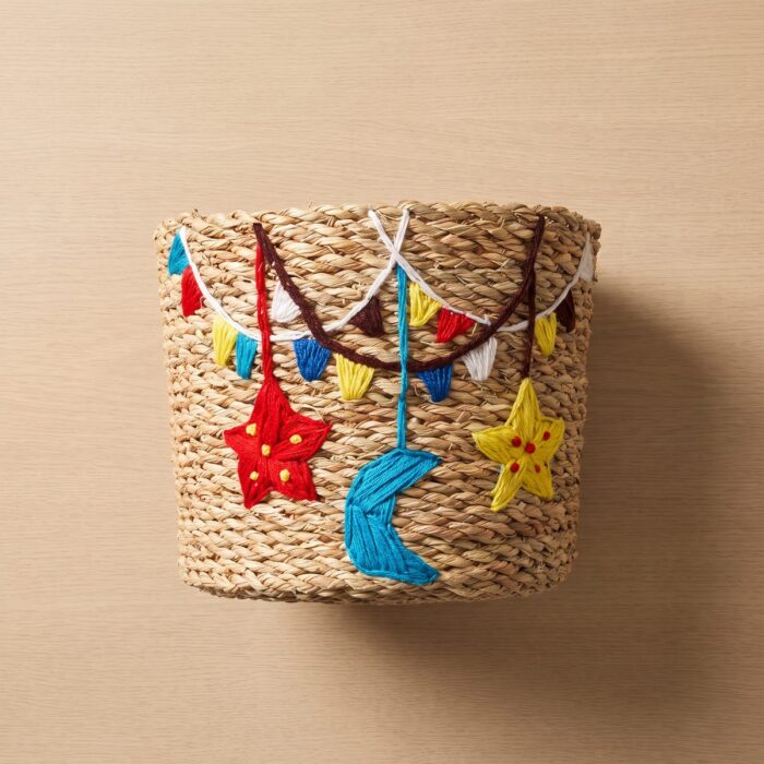 Ramadan Embroidered Halfa Storage Basket for Toys & Laundry, 25 × 25 cm - Image 6