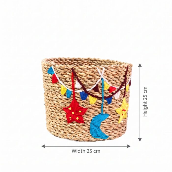Ramadan Embroidered Halfa Storage Basket for Toys & Laundry, 25 × 25 cm - Image 7