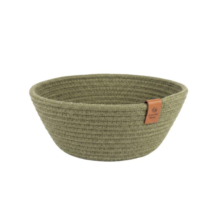 Woven Jute Storage Basket for Cosmetics & Coffee Capsules, 20 cm diameter (top) × 8 cm height, Olive/Dark Camel - Image 6