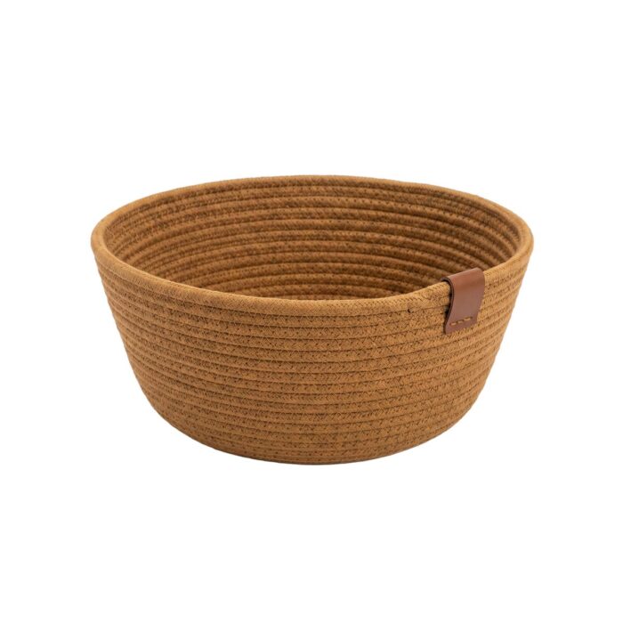 Woven Jute Storage Basket for Cosmetics & Coffee Capsules, 20 cm diameter (top) × 8 cm height, Olive/Dark Camel - Image 10