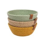 Woven Jute Storage Basket for Cosmetics & Coffee Capsules, 20 cm diameter (top) × 8 cm height, Olive/Dark Camel - Image 14