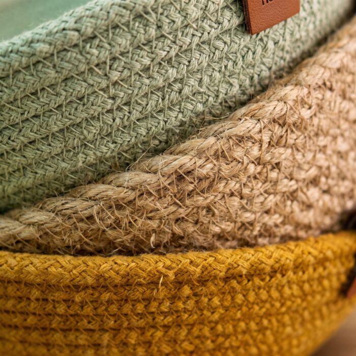 Woven Jute Storage Basket for Cosmetics & Coffee Capsules, 20 cm diameter (top) × 8 cm height, Olive/Dark Camel - Image 16