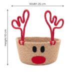 Christmas Deer Motif Jute & Cotton Rope Basket for Holiday Treats & Gifts, 20 cm diameter × 10 cm height, 25 cm diameter × 10 cm height, Red - Image 10