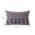 Geometric Tufted Tassel Cotton Cushion with Filler, 50 × 30 cm, Grey - Image 5