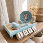 Rustic Ocean Blue Wooden Letter Blocks Set of 2 for Tabletop, 7 × 7 cm, Ocean Blue - Image 8