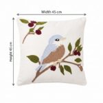 Punch Needle Bird Embroidery Cotton Cushion, 45 × 45 cm, Natural/Multicolor - Image 4