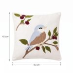 Punch Needle Bird Embroidery Cotton Cushion, 45 × 45 cm, Natural/Multicolor - Image 5