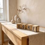 Vintage Font Wooden Decorative Blocks for Tabletop, 7 × 7 cm, Green/Beige - Image 6