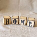 Vintage Font Wooden Decorative Blocks for Tabletop, 7 × 7 cm, Green/Beige - Image 8