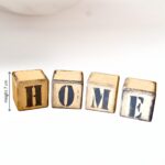 Vintage Font Wooden Decorative Blocks for Tabletop, 7 × 7 cm, Green/Beige - Image 9