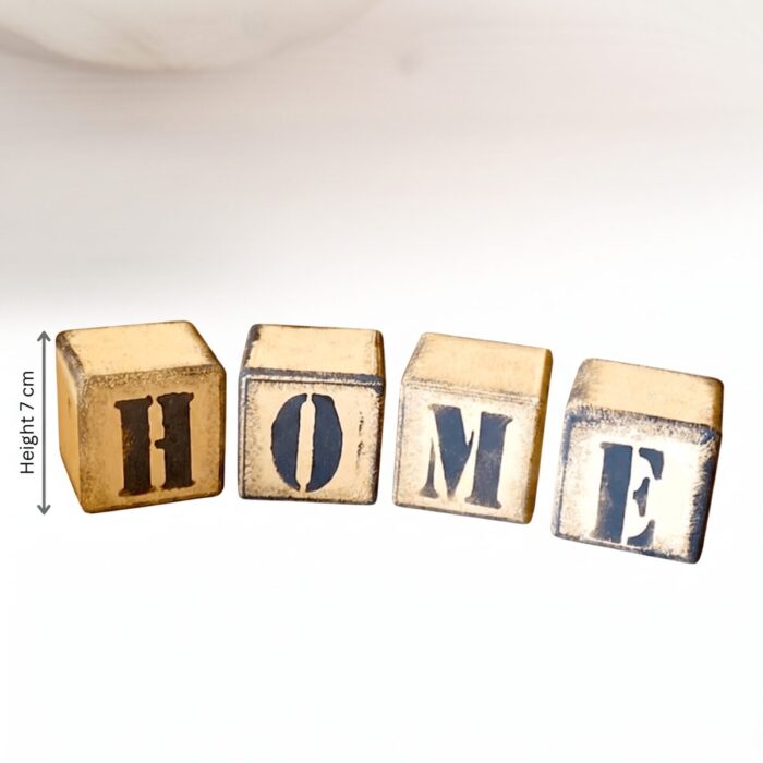 Vintage Font Wooden Decorative Blocks for Tabletop, 7 × 7 cm, Green/Beige - Image 9