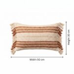 Handwoven Striped with Tassel Details Cotton Cushion, 50 × 30 cm - Image 5