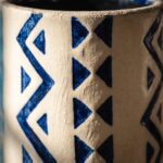 Indigo Geometric Tribal Pattern Ceramic Mug, 11 × 8 cm, Indigo/Ivory - Image 3
