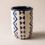 Indigo Geometric Tribal Pattern Ceramic Mug, 11 × 8 cm, Indigo/Ivory - Image 4