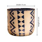 Indigo Geometric Tribal Pattern Ceramic Mug, 11 × 8 cm, Indigo/Ivory - Image 5