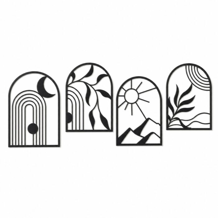 Boho Arch Landscape Metal Wall Art on a white background