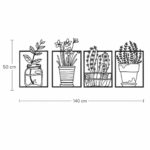 Boho Potted Plants Framed Metal Wall Art dimensions