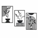Botanical Vases Framed Metal Wall Art on a white background