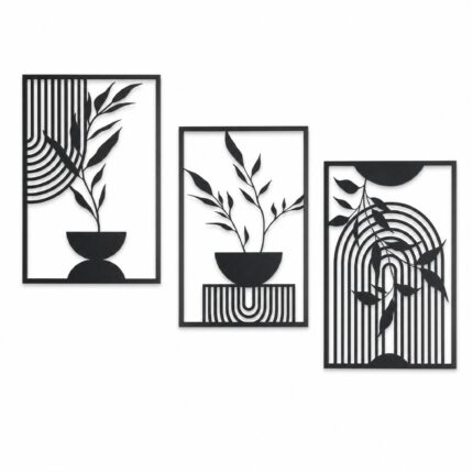 Botanical Vases Framed Metal Wall Art on a white background