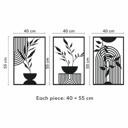 Botanical Vases Framed Metal Wall Art dimensions
