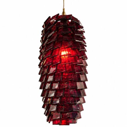 Burgundy Layered Glass Pendant Light - White Background