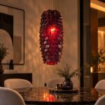 Burgundy Layered Glass Pendant Light - Dining Room