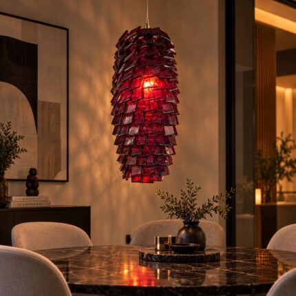 Burgundy Layered Glass Pendant Light - Dining Room