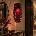 Burgundy Layered Glass Pendant Light - Entryway