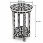 Botanica Black & White Round Inlay Side Table – 35 cm, 35 cm diameter × 60 cm height – dimensions