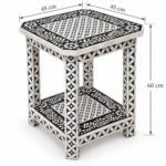 Botanica Black & White Square Inlay Side Table – 45 cm, 45 × 45 cm top × 60 cm height – dimensions